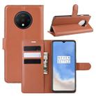 For Oneplus 7T  Litchi Texture Horizontal Flip Leather Case with Wallet & Holder & Card Slots(Brown) - 1