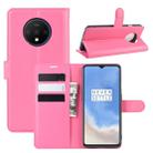For Oneplus 7T  Litchi Texture Horizontal Flip Leather Case with Wallet & Holder & Card Slots(Rose red) - 1