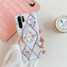 For Huawei P30 Pro  Plating Colorful Geometric Pattern Mosaic Marble TPU Mobile Phone Case with Folding Bracket(White PF3) - 1