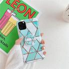 For iPhone 11 Pro Max Plating Colorful Geometric Pattern Mosaic Marble TPU Mobile Phone Case with Folding Bracket(Green PF2) - 1