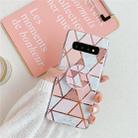 For Galaxy S10e  Plating Colorful Geometric Pattern Mosaic Marble TPU Mobile Phone Case with Folding Bracket(Pink PF1) - 1