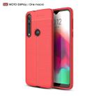 For Moto G8 Play   Litchi Texture TPU Shockproof Case(Red) - 1