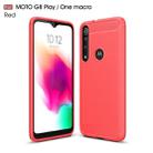 For Moto G8 Play Brushed Texture Carbon Fiber TPU Case(Red) - 1