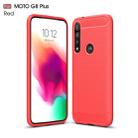 For Moto G8 Plus Brushed Texture Carbon Fiber TPU Case(Red) - 1