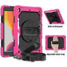 For iPad 10.2 Shockproof Colorful Silica Gel + PC Protective Case with Holder & Shoulder Strap & Hand Strap & Pen Slot(Hot Pink) - 1