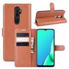 For OPPO A9 (2020) Litchi Texture Horizontal Flip Leather Case with Wallet & Holder & Card Slots(Brown) - 1