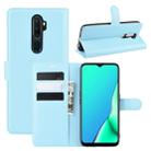 For OPPO A9 (2020) Litchi Texture Horizontal Flip Leather Case with Wallet & Holder & Card Slots(Blue) - 1