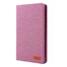 For iPad Mini 4 / 3 / 2 / 1 Cloth Teature Horizontal Flip PU Leather Case with with Holder & Card Slots(Rose pink) - 1