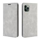 For iPhone 11 Pro Max Retro-skin Business Magnetic Suction Leather Case with Purse-Bracket-Chuck(Grey) - 3