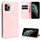 For iPhone 11 Pro Max Retro-skin Business Magnetic Suction Leather Case with Purse-Bracket-Chuck(Pink) - 1