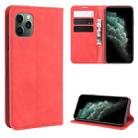 For iPhone 11 Pro Max Retro-skin Business Magnetic Suction Leather Case with Purse-Bracket-Chuck(Red) - 1