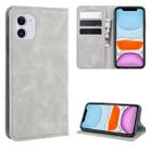 For iPhone 11 Retro-skin Business Magnetic Suction Leather Case with Purse-Bracket-Chuck(Grey) - 1