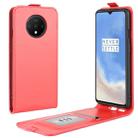 For OnePlus 7T  Crazy Horse Vertical Flip Leather Protective Case(Red) - 1