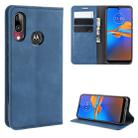 For Motorola Moto E6 Plus  Retro-skin Business Magnetic Suction Leather Case with Purse-Bracket-Chuck(Dark Blue) - 1