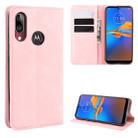 For Motorola Moto E6 Plus  Retro-skin Business Magnetic Suction Leather Case with Purse-Bracket-Chuck(Pink) - 1