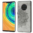 For Huawei Mate 30 Pro  Embossed Mandala Pattern PC + TPU + Fabric Phone Case with Lanyard & Magnetic(Gray) - 1