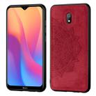 For Xiaomi Redmi 8A  Embossed Mandala Pattern PC + TPU + Fabric Phone Case with Lanyard & Magnetic(Red) - 1