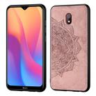 For Xiaomi Redmi 8A  Embossed Mandala Pattern PC + TPU + Fabric Phone Case with Lanyard & Magnetic(Rose Gold) - 1