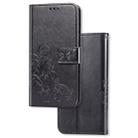 For OnePlus 7T   Lucky Clover Pressed Flowers Pattern Leather Case with Holder & Card Slots & Wallet & Hand Strap(Black) - 1