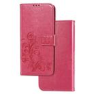 For OnePlus 7T   Lucky Clover Pressed Flowers Pattern Leather Case with Holder & Card Slots & Wallet & Hand Strap(Rose) - 1