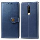 For OnePlus 7 Pro  Retro Solid Color Leather Buckle Mobile Phone Protection Leather Case with Photo Frame & Card Slot & Wallet & Bracket Function(Blue) - 1