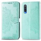 For Xiaomi 9 Pro  Halfway Mandala Embossing Pattern Horizontal Flip Leather Case with Holder & Card Slots & Wallet & Photo Frame & Lanyard(Green) - 1