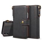 For iPhone XR Cowhide Texture Horizontal Flip Leather Case with Holder & Card Slots & Wallet & Lanyard(Black) - 1