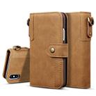 For iPhone XR Cowhide Texture Horizontal Flip Leather Case with Holder & Card Slots & Wallet & Lanyard(Brown) - 1