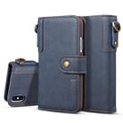 For iPhone XR Cowhide Texture Horizontal Flip Leather Case with Holder & Card Slots & Wallet & Lanyard(Blue) - 1