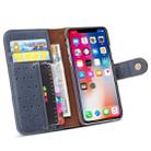 For iPhone XR Cowhide Texture Horizontal Flip Leather Case with Holder & Card Slots & Wallet & Lanyard(Blue) - 9