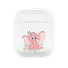 For Apple AirPods 1 / 2 Fashion Transparent Silicone TPU Bluetooth Earphone Protective Case(Pink Elephant) - 1
