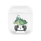 For Apple AirPods 1 / 2 Fashion Transparent Silicone TPU Bluetooth Earphone Protective Case(Lotus Leaf Panda) - 1