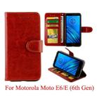 For Motorola Moto E6 Crazy Horse Texture Horizontal Flip Leather Case with Holder & Card Slots & Wallet & Photo Frame(Brown) - 1