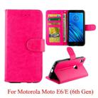 For Motorola Moto E6 Crazy Horse Texture Horizontal Flip Leather Case with Holder & Card Slots & Wallet & Photo Frame(Magenta) - 1