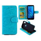 For Motorola Moto E6 Crazy Horse Texture Horizontal Flip Leather Case with Holder & Card Slots & Wallet & Photo Frame(Baby Blue) - 1