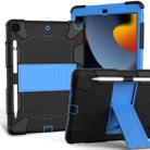 For iPad 10.2 Shockproof Two-Color Silicone Protection Case with Holder & Pen Slot(Black+Blue) - 1
