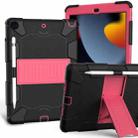 For iPad 10.2 Shockproof Two-Color Silicone Protection Case with Holder & Pen Slot(Black+Hot Pink) - 1