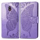 For Xiaomi Redmi 8A   Butterfly Love Flower Embossed Horizontal Flip Leather Case with Bracket Lanyard Card Slot Wallet(Light Purple) - 1