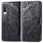 For Xiaomi 9 Pro   Butterfly Love Flower Embossed Horizontal Flip Leather Case with Bracket Lanyard Card Slot Wallet(Black) - 1