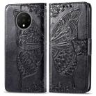 For One Plus 7T  Butterfly Love Flower Embossed Horizontal Flip Leather Case with Bracket Lanyard Card Slot Wallet(Black) - 1