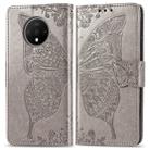 For One Plus 7T  Butterfly Love Flower Embossed Horizontal Flip Leather Case with Bracket Lanyard Card Slot Wallet(Gray) - 1