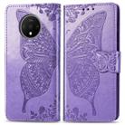 For One Plus 7T  Butterfly Love Flower Embossed Horizontal Flip Leather Case with Bracket Lanyard Card Slot Wallet(Lighe Purple) - 1