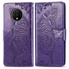 For One Plus 7T  Butterfly Love Flower Embossed Horizontal Flip Leather Case with Bracket Lanyard Card Slot Wallet(Dark Purple) - 1