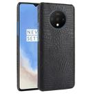 For OnePlus 7T  Shockproof Crocodile Texture PC + PU Case(Black) - 1