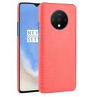 For OnePlus 7T  Shockproof Crocodile Texture PC + PU Case(Red) - 1