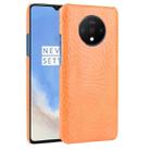 For OnePlus 7T  Shockproof Crocodile Texture PC + PU Case(Orange) - 1