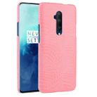 For OnePlus 7T Pro  Shockproof Crocodile Texture PC + PU Case(Pink) - 1