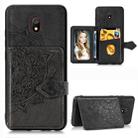 For Xiaomi Redmi 8A Mandala Embossed Cloth Card Case Mobile Phone Case with Magnetic and Bracket Function with Card Bag / Wallet / Photo Frame Function with Hand Strap(Black) - 1