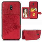For Xiaomi Redmi 8A Mandala Embossed Cloth Card Case Mobile Phone Case with Magnetic and Bracket Function with Card Bag / Wallet / Photo Frame Function with Hand Strap(Red) - 1