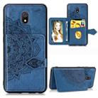 For Xiaomi Redmi 8A Mandala Embossed Cloth Card Case Mobile Phone Case with Magnetic and Bracket Function with Card Bag / Wallet / Photo Frame Function with Hand Strap(Blue) - 1